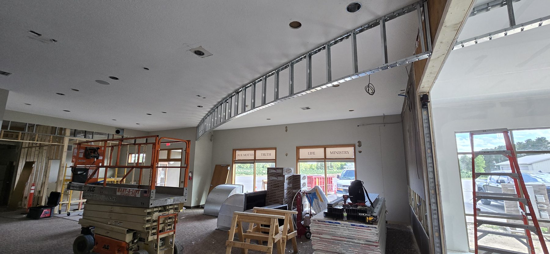 Commercial buildout metal framing and drywall prep by Finishing Touch, LLC in St. Paul, MN