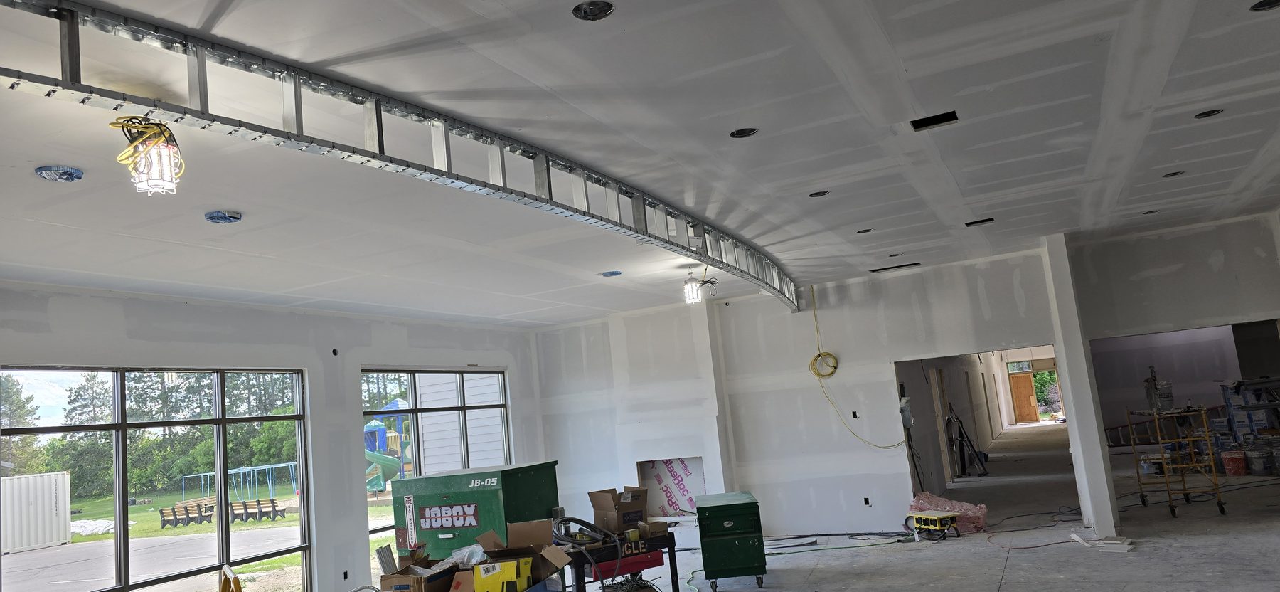 Commercial drywall soffit framing and finished ceiling work by Finishing Touch, LLC in St. Paul, MN